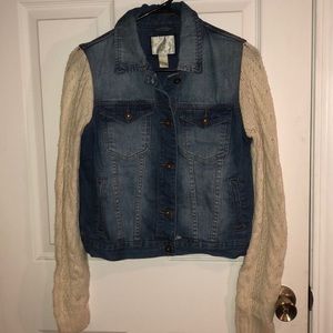 Sweater sleeved jean jacket size S